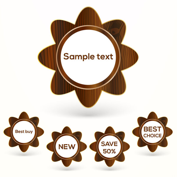 Vector set of wooden badges.