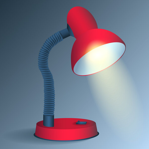 Red desk lamp - vector