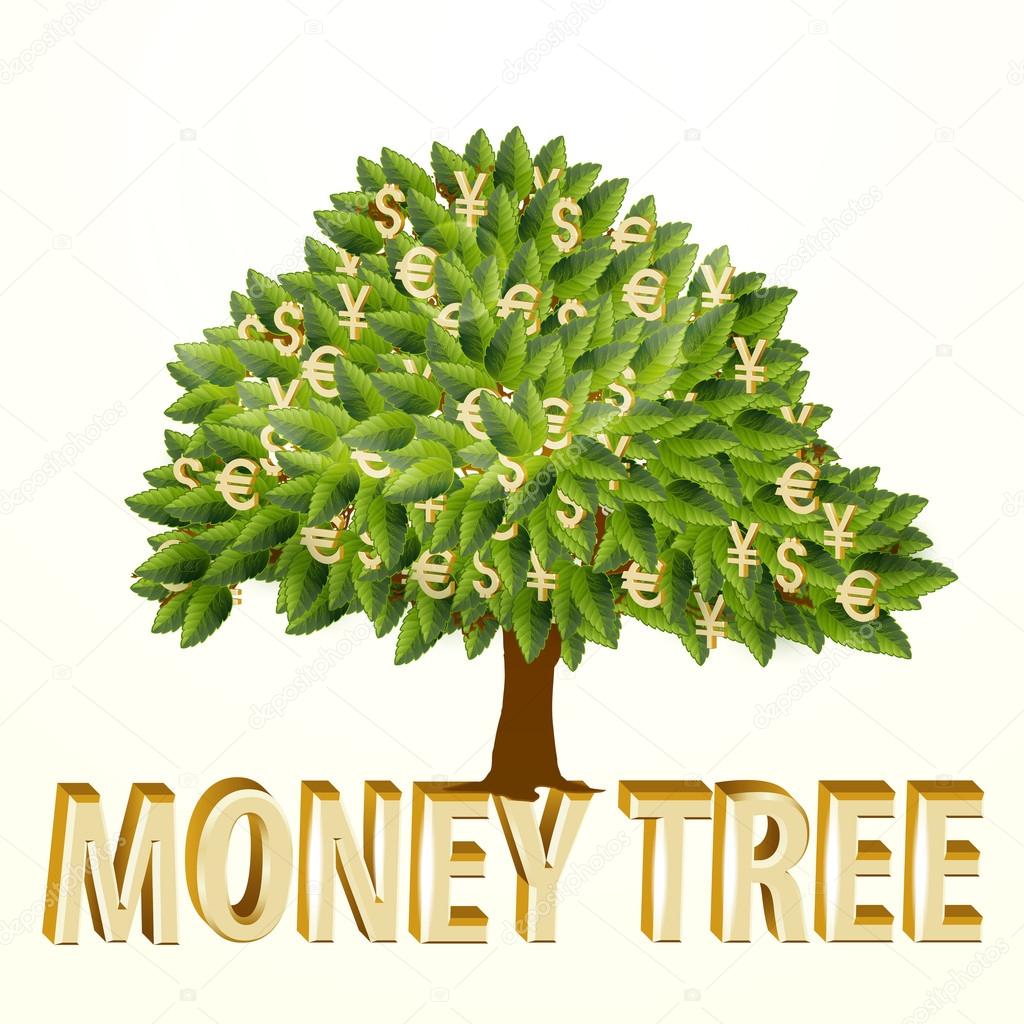 Money tree isolated on white background. Vector illustration