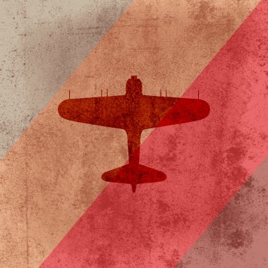 Vector retro airplane on grunge background clipart