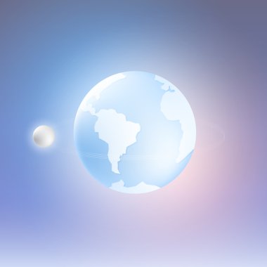 Planet Earth and Moon. Vector Illustration clipart