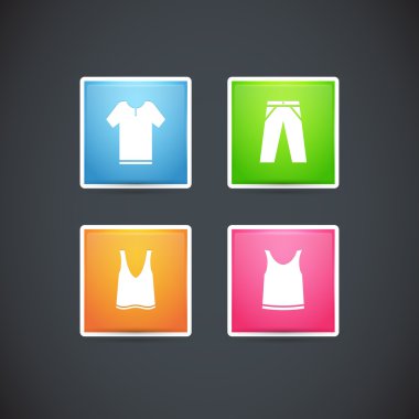Vector set of clothes colorful icons clipart
