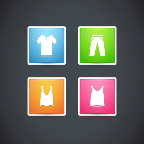 Vector Set Clothes Colorful Icons — Stock Vector