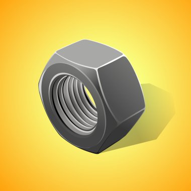 Metal nut on a yellow background, vector illustration clipart
