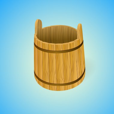 Wooden bucket. Vector illustration clipart