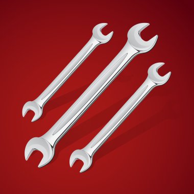 Vector hand wrench tools or spanners clipart