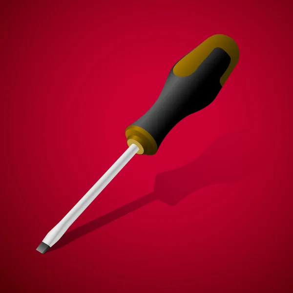 Screwdriver Red Background Vector Illustration — Stock Vector