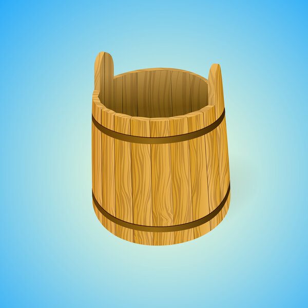 Wooden bucket. Vector illustration