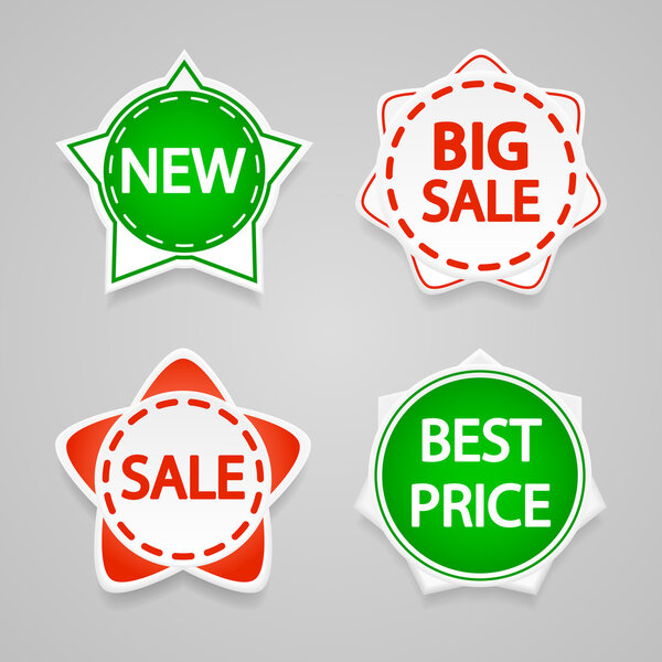 Set of vector sale stickers and labels.