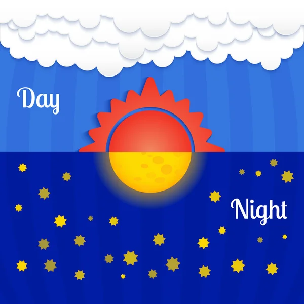 Set Sun Moon Day Night — Stock Vector