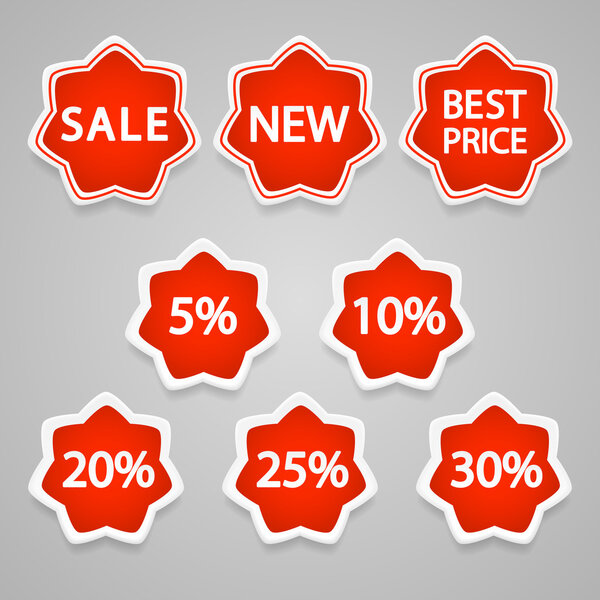 Set of vector sale stickers and labels.
