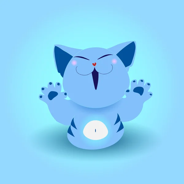 Cute Vector Blue Cat — Stock Vector