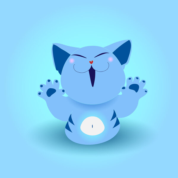 Cute vector blue cat