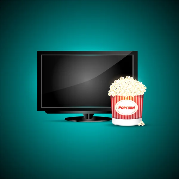 Televisione Vettoriale Con Popcorn — Vettoriale Stock