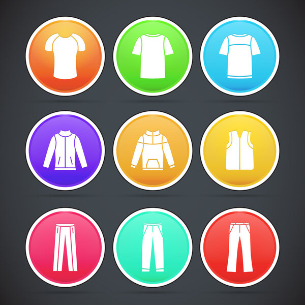 Vector set of clothes colorful icons