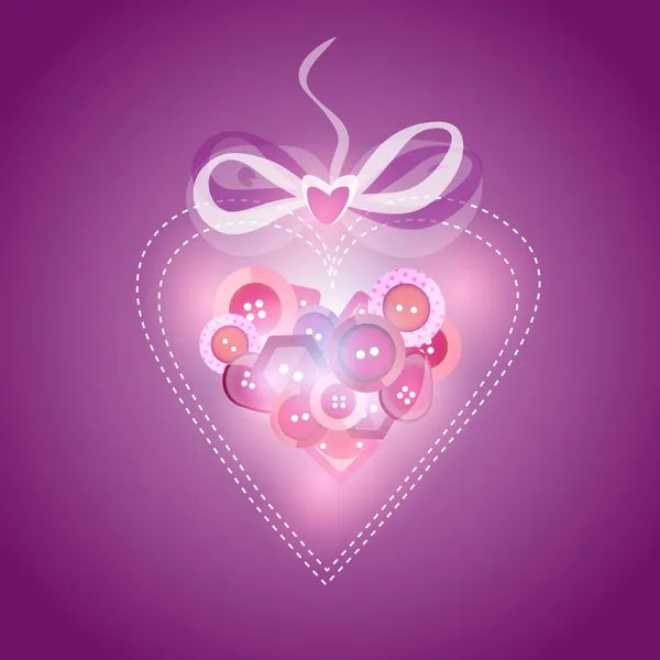 Ροζ Καρδιά Γεμάτη Κουμπιά Εικονογράφηση Φορέας Διάνυσμα Αρχείου