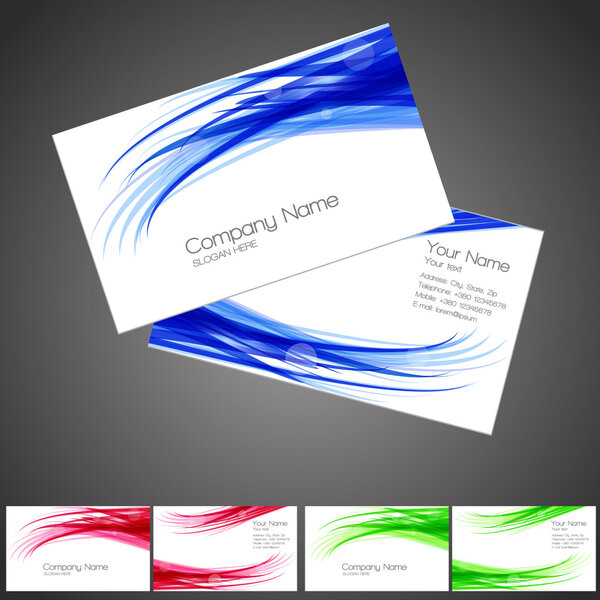 Vector three business card set, elements for design.