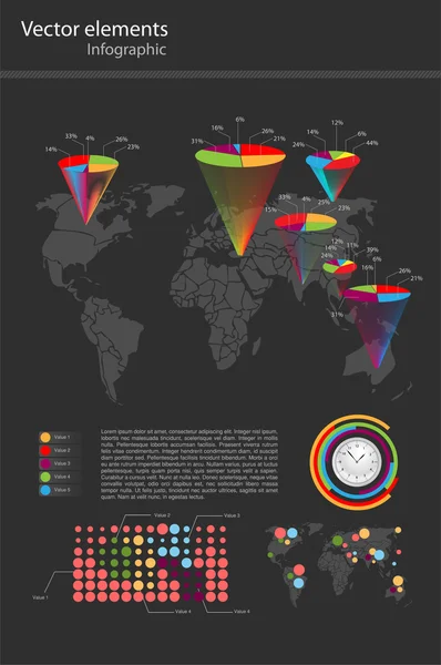 Detalle Ilustración Vectorial Infográfica Mapa Del Mundo Gráficos Información — Vector de stock