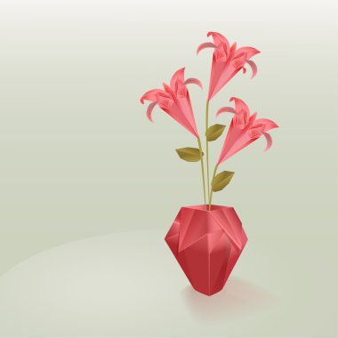 Vector Lily flowers in vase clipart