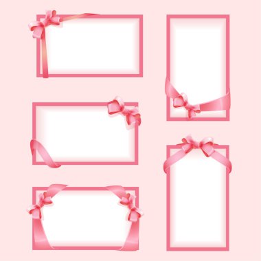Vector set of pink frames with a bow clipart