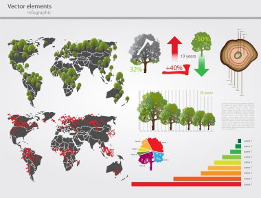 Eco info graphic vector with map of World clipart