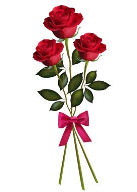 Beauty red rose with bow. clipart