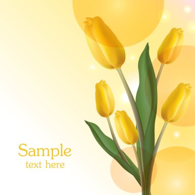 Yellow tulips bouquet card clipart