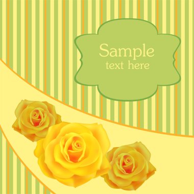 Yellow roses background, vector design clipart