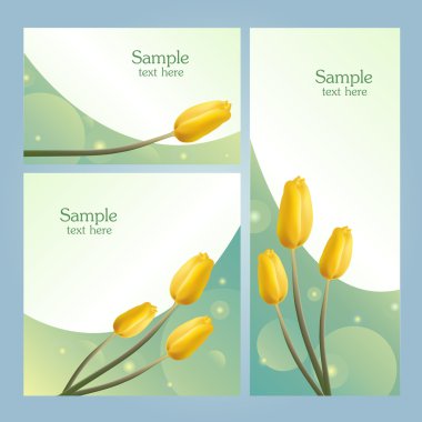 Set of banners with spring flowers - yellow tulips clipart