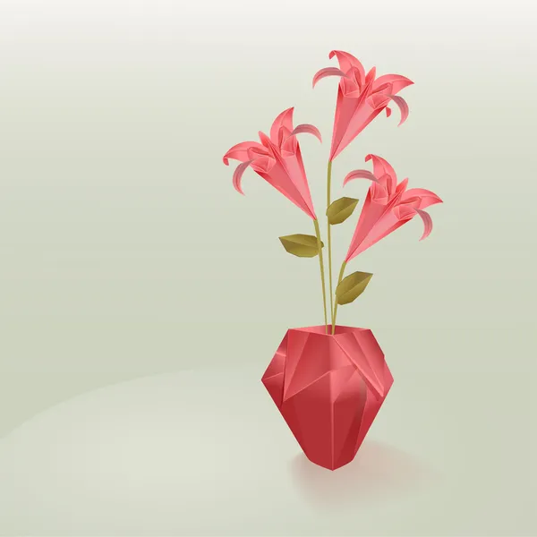 Vector Lily Bloemen Vaas — Stockvector