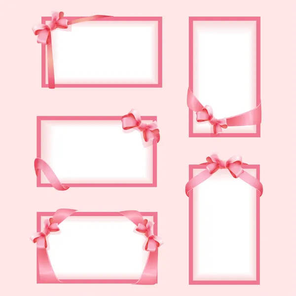 Vector Set Pink Frames Bow — Stock Vector