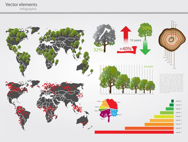 Eco Info Vector Gráfico Con Mapa Mundo — Vector de stock