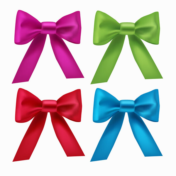 Vector set of colorful ribbon bows