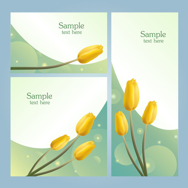 Set of banners with spring flowers - yellow tulips