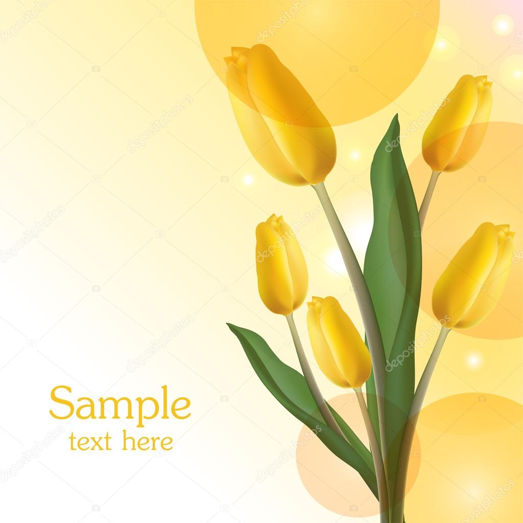 Yellow tulips bouquet card