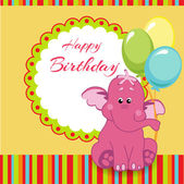 Všechno nejlepší k narozeninám karta s růžového slona