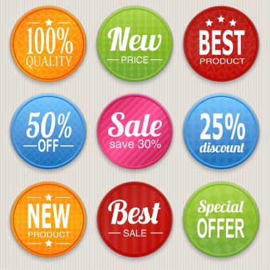 Set of colorful advertising stickers. Vector illustration clipart