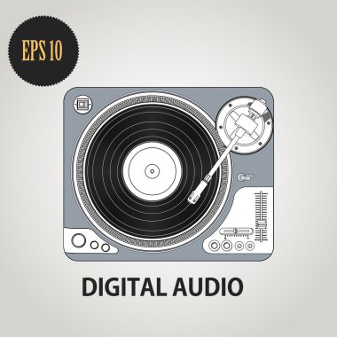 dj pikap vektör çizim