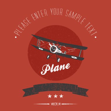 Vector retro biplane card clipart