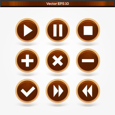 yuvarlak ahşap media player düğme kümesi