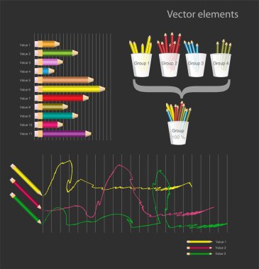 Infographic vektör öğeleri - renkli kalemler kümesi