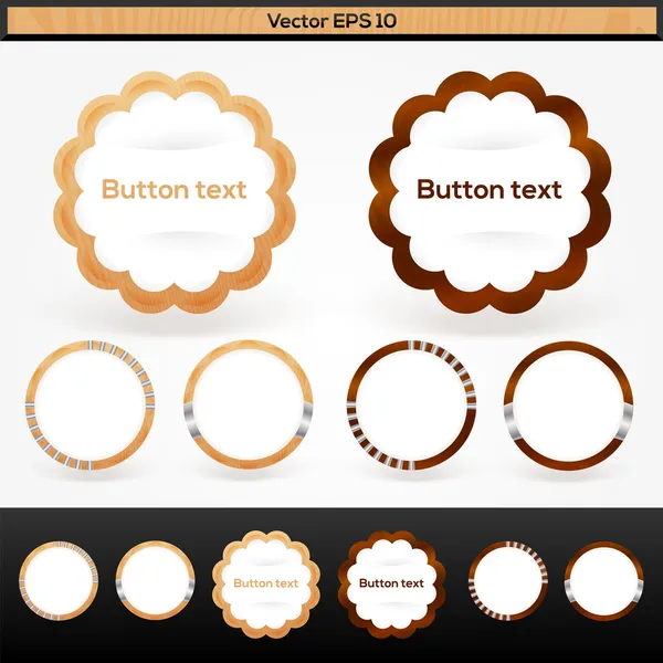 Vector Set Wooden Buttons — Stock Vector
