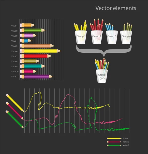 Satz Von Infografik Vektorelementen Buntstifte — Stockvektor