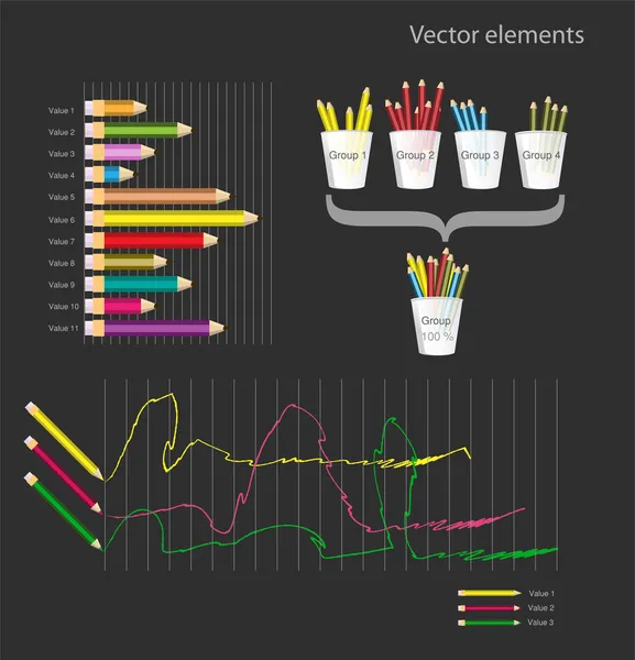 Set Infographic Vector Elements Colored Pencils Stock Vector