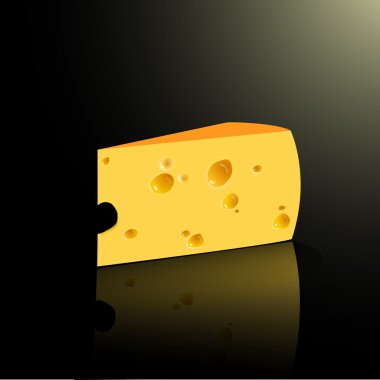 Slab of cheese. Vector illustration on black background clipart