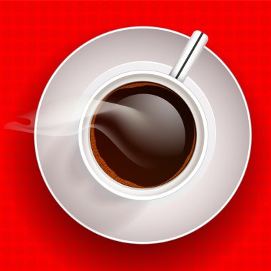 Cup of coffee on red background. Vector illustration. clipart