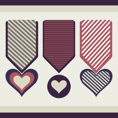 Collection of medals in the form of hearts. clipart