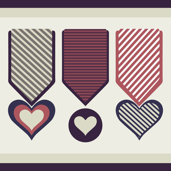 Collection of medals in the form of hearts.