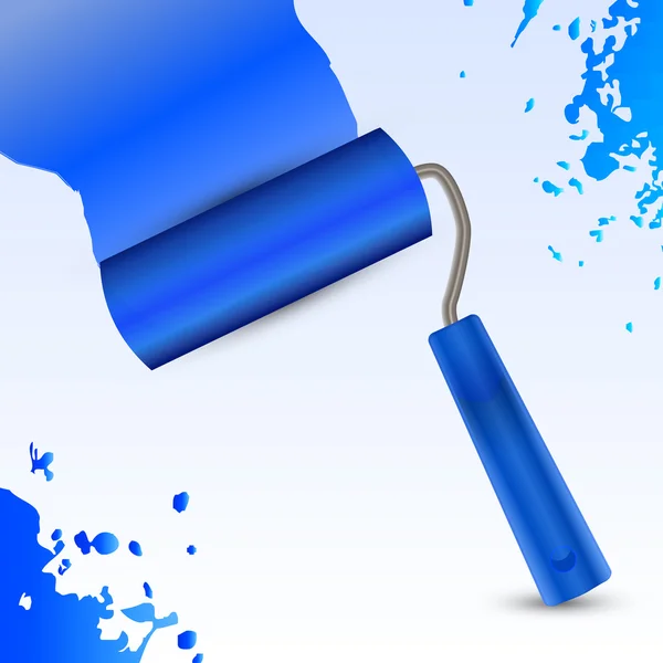 Vector Blue Roller Brush — Stock Vector