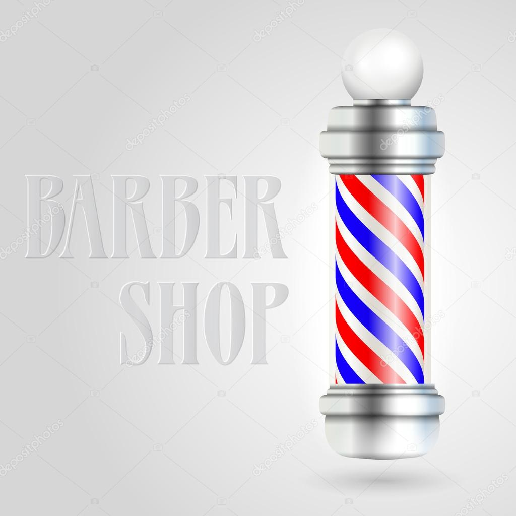 Barber shop pole with red and blue stripes.